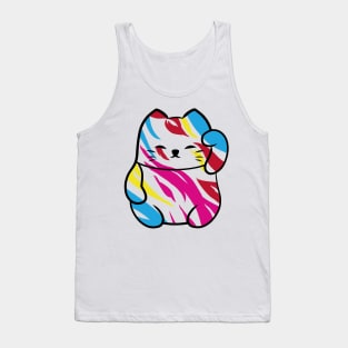 Lucky cat fusion zebra pop art Tank Top